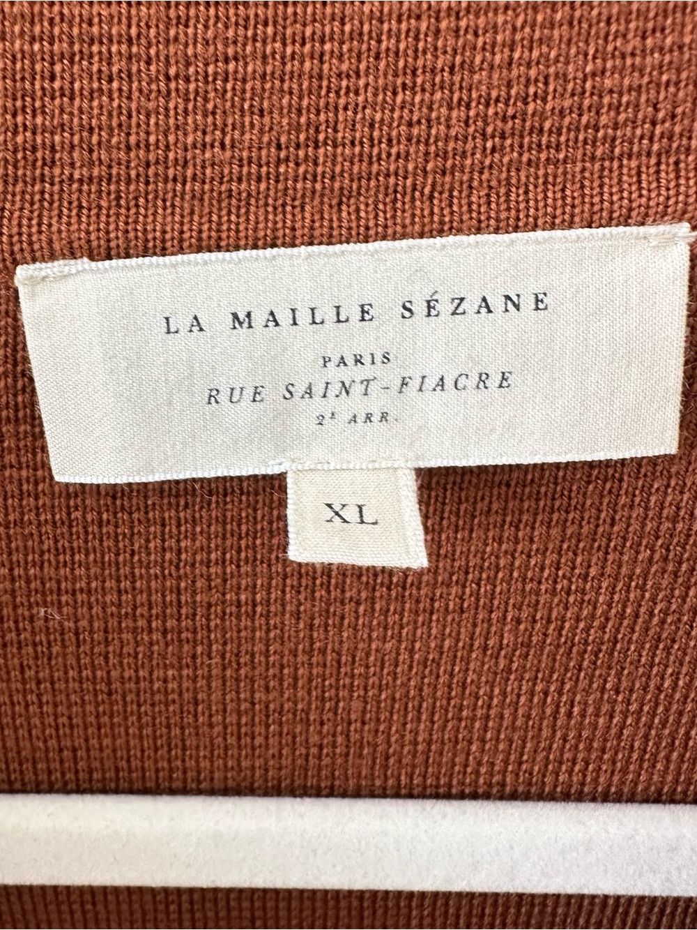 Sezane Betty Cardigan Embroidered Mahogany Brown Cream SZ XL - Picture 3 of 6